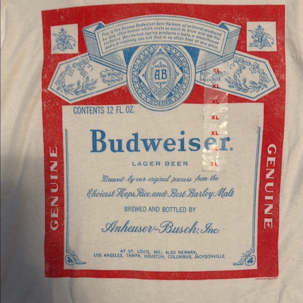 Old Navy White Short Sleeve Tee Budweiser Size XL NWT